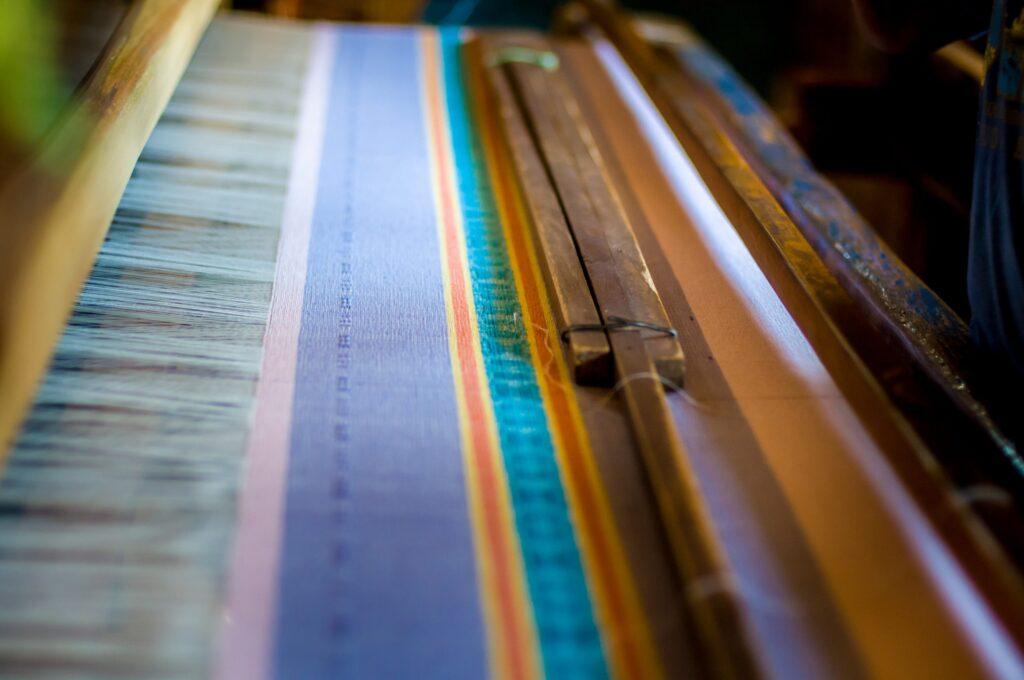 Close-up of a traditional loom in Teotitlán del Valle.